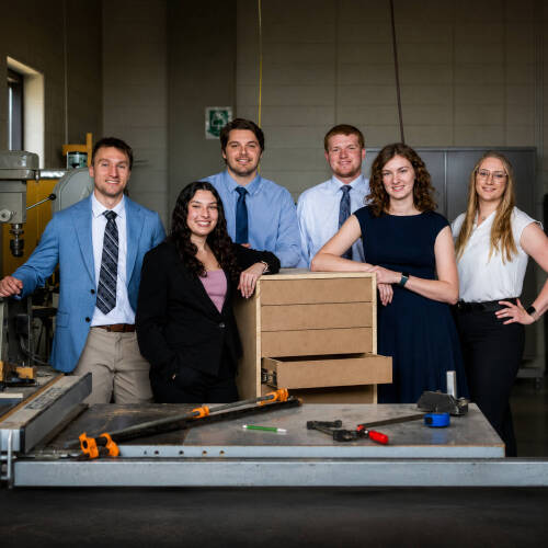 Group photo of PCE students who collaborated with KCON to design a medication dispensing simulation
